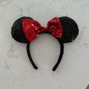 Disney Parks Red and Black Sequin Mickey Ears